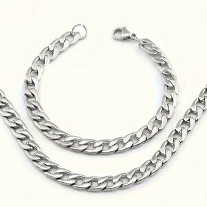 Men’s Silver Link Chain & Necklace NWT